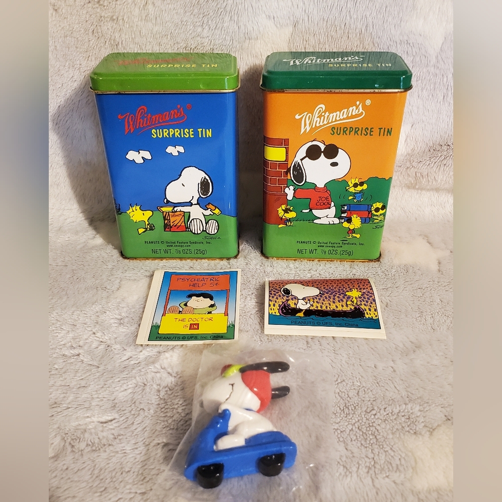 Vintage 90s Y2K Easter Peanuts Snoopy Whitmans Surprise Tin Lot Sealed Toy